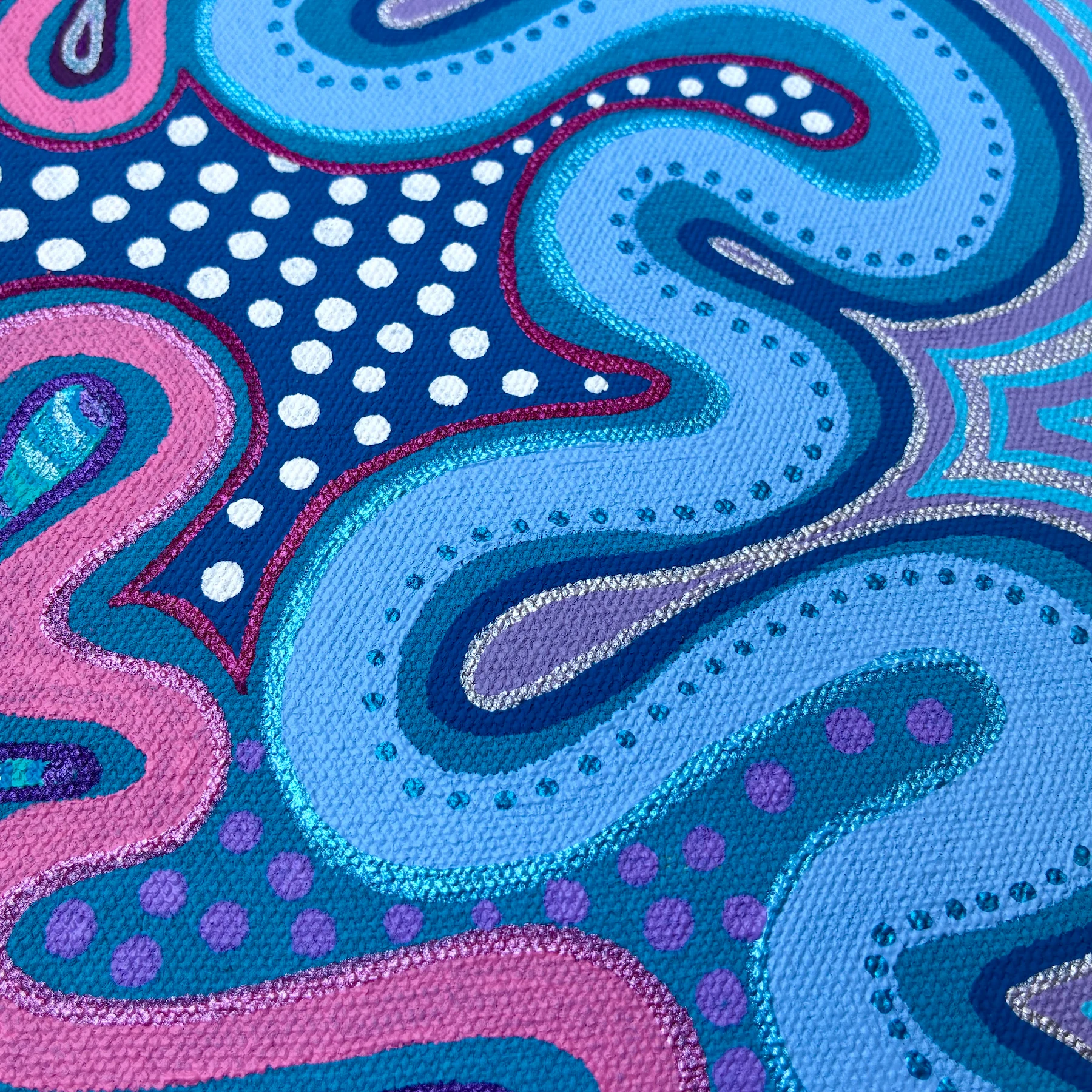 Detalle de la pintura abstracta Vaivén de Paula Figura